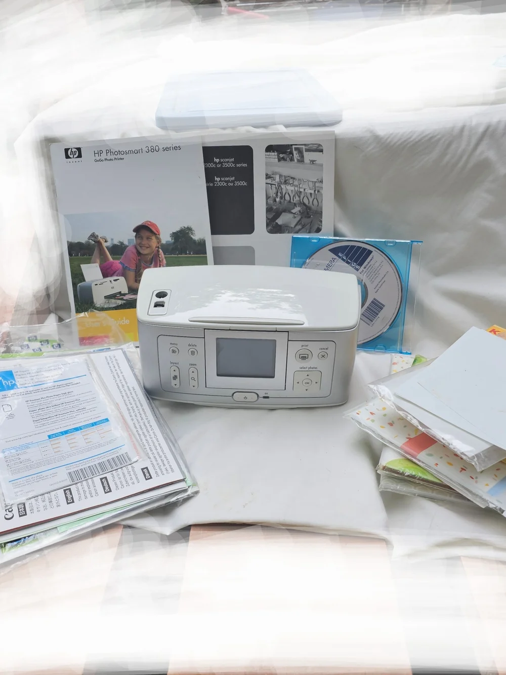 HP Photosmart 385 Compact Photo Printer Tons Of Photo Paper Original Paperwork